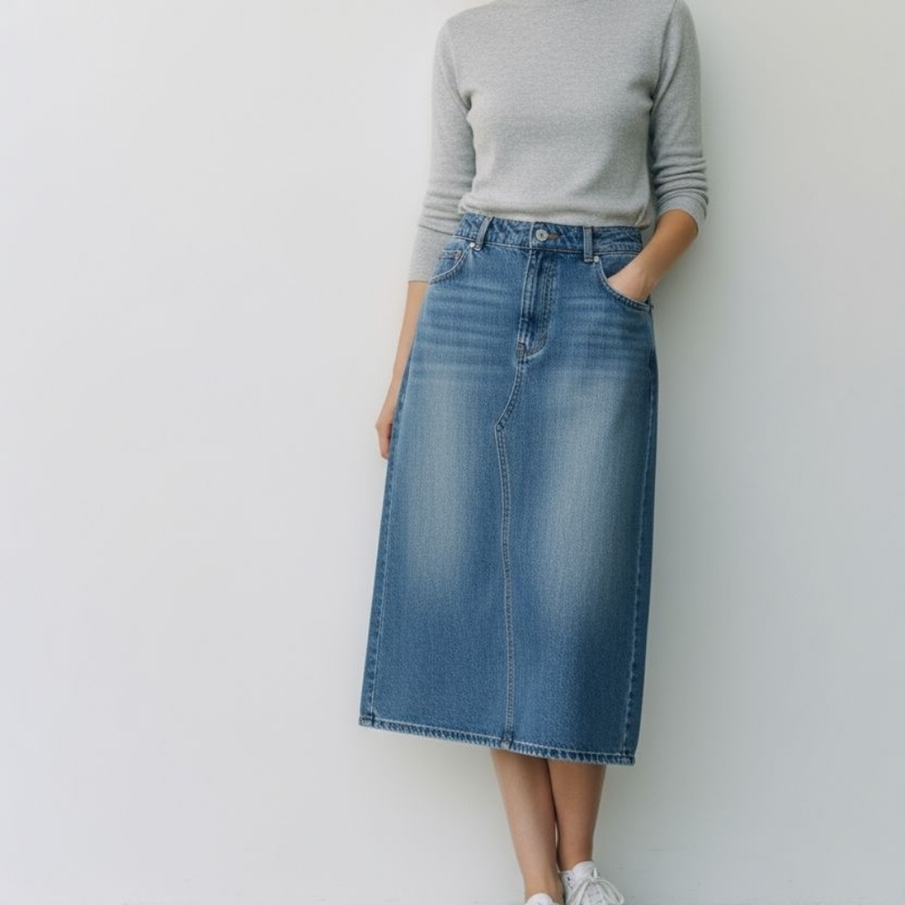 Allegra K Blue Denim A-Line Skirt